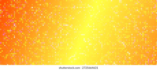 Patrón transparente de fiesta de discoteca naranja. Fondo de textura de mosaico de lentejuelas iridiscentes. Abstractas Fondo de pantalla semitono brillante. Pop de fondo de destellos de brillo cómico. Plantilla de diseño de Vector retro
