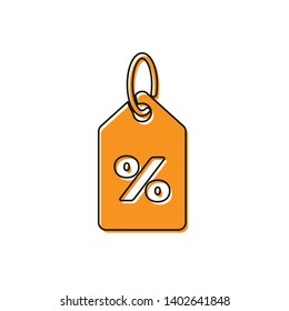 Orange Discount percent tag icon isolated on white background. Shopping tag sign. Special offer sign. Discount coupons symbol. Vector Illustration