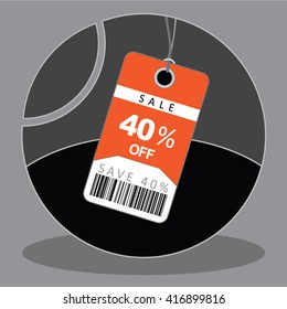 Orange Discount Sales Tag Vector For Forty Percent Off