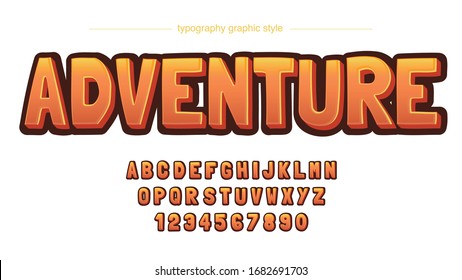 Orange Display 3D Cartoon Comics Typography Artistic Text Effect