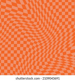 Orange distorted checkered background design - abstract square artwork vector eps 10