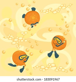 Orange divers in juice seamless pattern / Solid fill seamless pattern in EPS 8 format