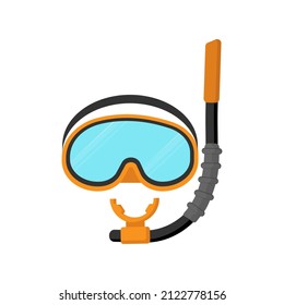 Máscara de buceo de naranja, buceo libre, equipamiento de natación, submarinismo, ilustración vectorial