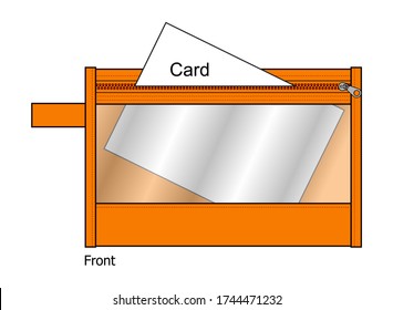 Orange Document Bag With Plastic Transparent Vector For Template.