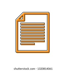 Orange Document icon isolated on white background. File icon. Checklist icon. Business concept. Vector Illustration