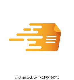 Orange document speed logo icon design. Fast doc symbol. Vector illustration.