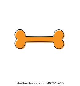 Orange Dog bone icon isolated on white background. Pets food symbol. Vector Illustration