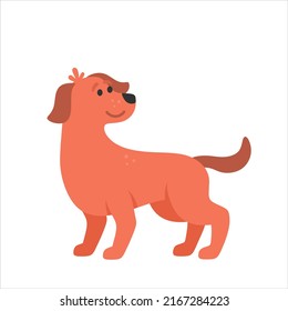 Orange dog character smiling vector illustration