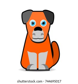 Orange dog, flat style, on white background, vector