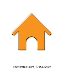 Orange Dog house icon isolated on white background. Dog kennel. Vector Illustration