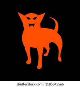 Orange dog - Scary halloween icon vector illustration on black background