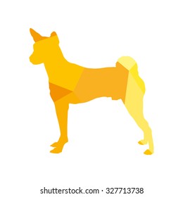orange dog silhouette polygonal and triangular for logo or icon