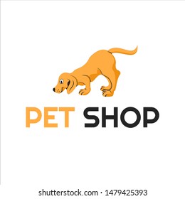 orange dog and vector design elements, cartoons, characters, pet shop design, and logo illustrations.