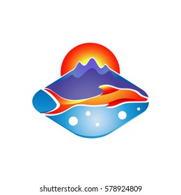 Orange dolphin vector illustration, isolated logo on white.