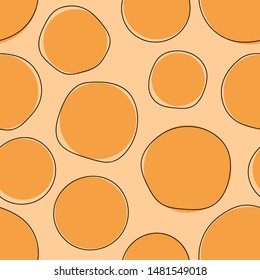 orange doodle circles. black thin outlines. seamless vector pattern. textile design