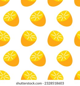 Orange doodle seamless pattern. Tropical background with half fruits, minimal childish print. Vector illustration for wrapping paper, textile, fabric, packaging