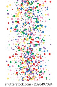 Orange Dot Catching Texture. Circle Carnaval Background. Red View Confetti. Multicolored Happy Round Illustration.