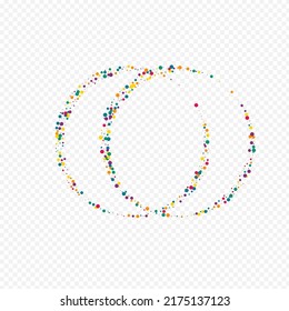 Orange Dot FallingFestive Transparent Background. Christmas Splash Banner. Vector Polka Card. Color Dust Transparent Postcard.