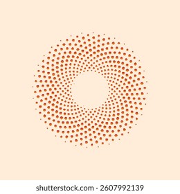 orange dotted simple rosette object on white background. Design element for logo, web pages, prints, posters, template.