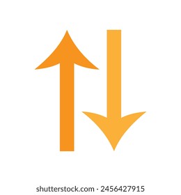 Orange Up and Down arrow icon on white background. flat style. arrow icon for your web site design, logo, app, UI. arrow indicated the direction symbol. curved arrow sign.