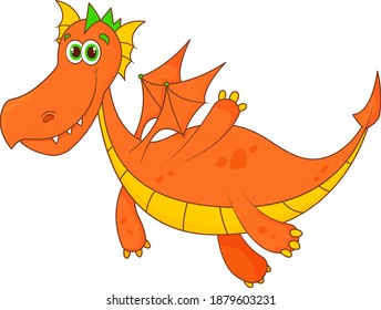 orange dragon in children's vector illustration