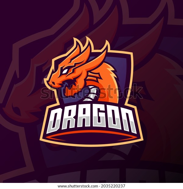 Orange Dragon Mascot Esport Logo Design Stock Vector (Royalty Free ...