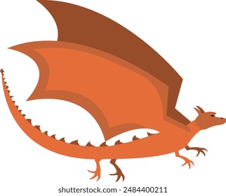 Orange dragon vector illustration. Cute dragons in cartoon style