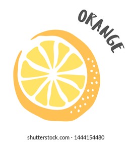 Orange drawing hand painted with ink brush isolated on white background. Vector illustration