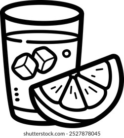 Orange drink doodle vector icon and illustration