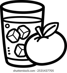 Orange drink doodle vector icon and illustration