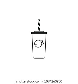 Orange drink in glass outline icon