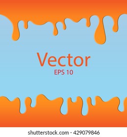 Orange drips on blue background. Paint drops. Vector seamless pattern. drip background. Paint vector illustration.
