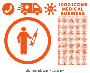 Orange Drug Dealer vector rounded icon. Image style is a flat icon symbol inside a circle, white background. Bonus set includes 1000 medical business pictograms.