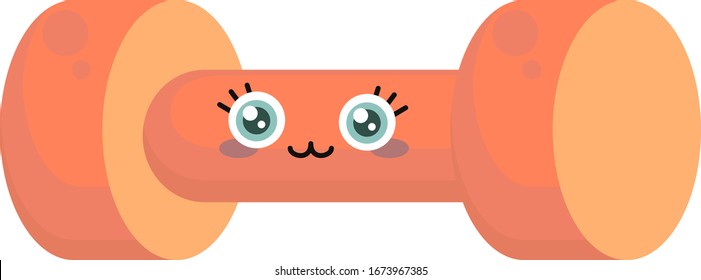 Orange dumbbell, illustration, vector on white background.