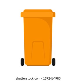 Orange Dumpster on wheels for Separate Waste Sorting, vector illustration on transparent background.