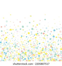 Orange Dust Carnival White Background. Invitation Splash Pattern. Transparent Round Backdrop. Green Dot Happy Background.