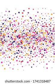 Textura redonda de polvo anaranjado. Punto Multicolor aislado. Marco de evento amarillo de Confetti. Ilustración divertida.