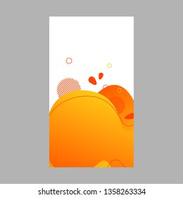 Orange dynamic abstract fluid social media background. Wavy bubble web banner, screen, mobile app colorful design. Flowing liquid gradient shapes. Geometric social network stories theme template