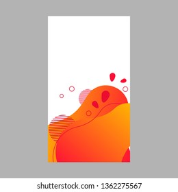 Orange dynamic abstract fluid social media background. Wavy bubble web banner, screen, mobile app colorful design. Flowing liquid gradient shapes. Geometric social network stories theme template