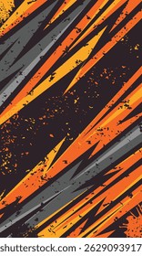 Orange dynamic stripes racing background with abstract grunge brush strokes