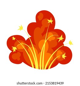 Orange dynamite explosive, Pillar Sparks and Fountain of Fire, cartoon illustration. Bang from explosive elements for comic book flat vector