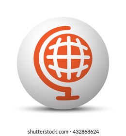 Orange Earth Globe icon on white ball