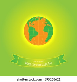 Orange earth with green on green background