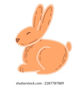 orange easter bunny hand drawn cartoon style
