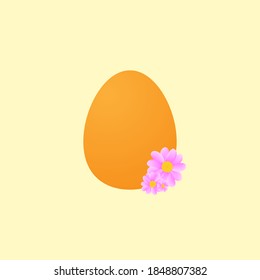 Orange Easter egg with flowers