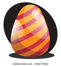 Orange Easter egg with red lines illustration web vector on a white background