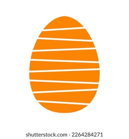 Orange easter egg with stripes. Vector illustration