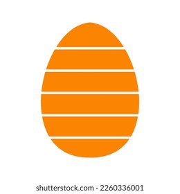 Orange easter egg with wide stripess. Vector illustration