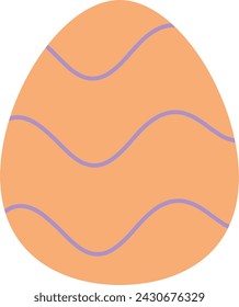 Orange easter eggs with purple curve line icon. Happy easter. Vector and illustration. Ready to use. Easy to customize.
