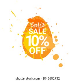 Orangefarbenes Ostereier mit Paint Splash Hintergrund Frühlingsermäßigungen für Seal-Vektorgrafik